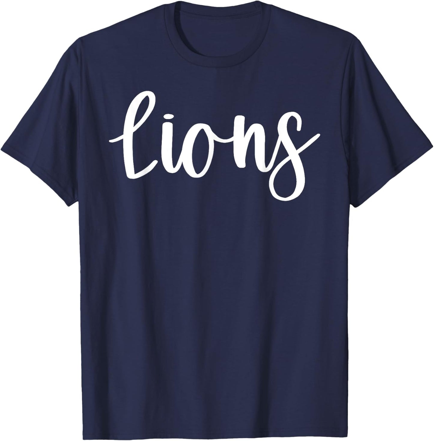 Lions School Spirit Team Mascot Game Night T-Shirt - T-Shirt | Navy
