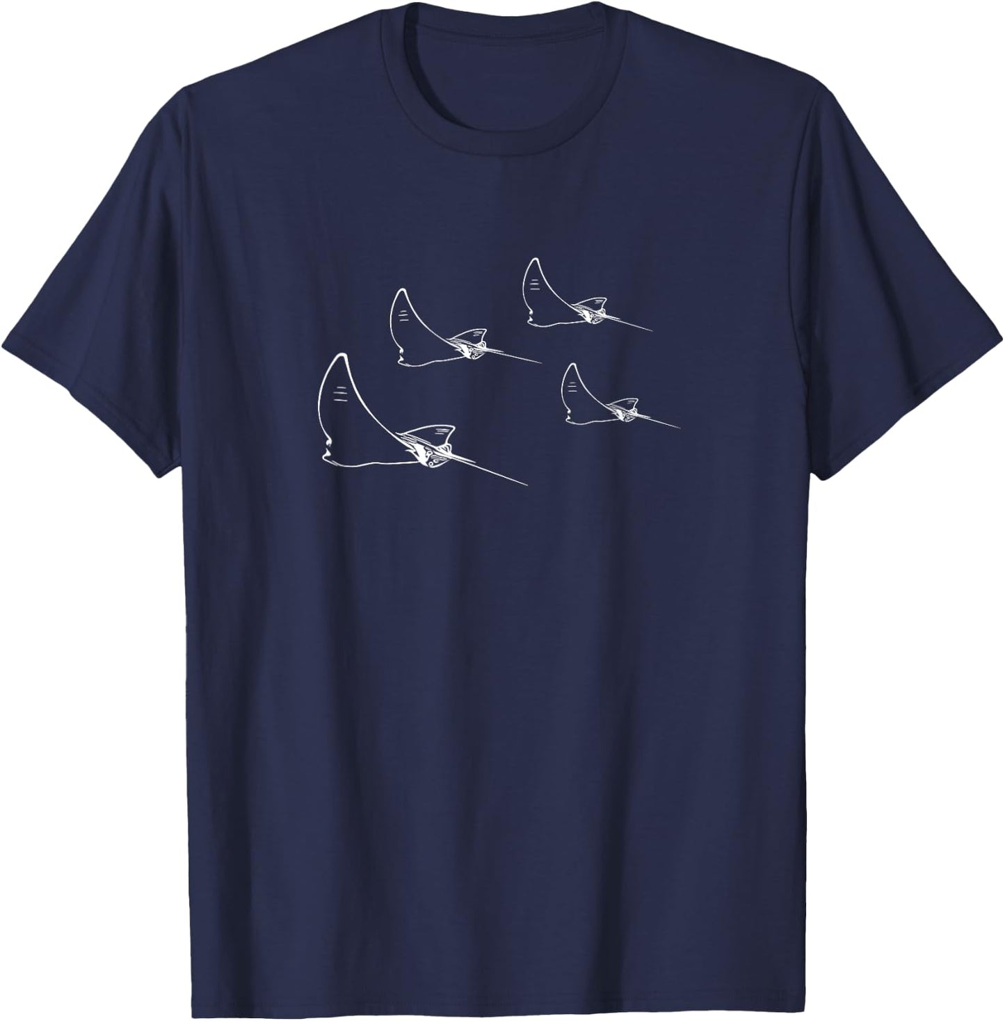 Eagle ray diving in group formation - sea Manta rays T-Shirt - T-Shirt | Navy