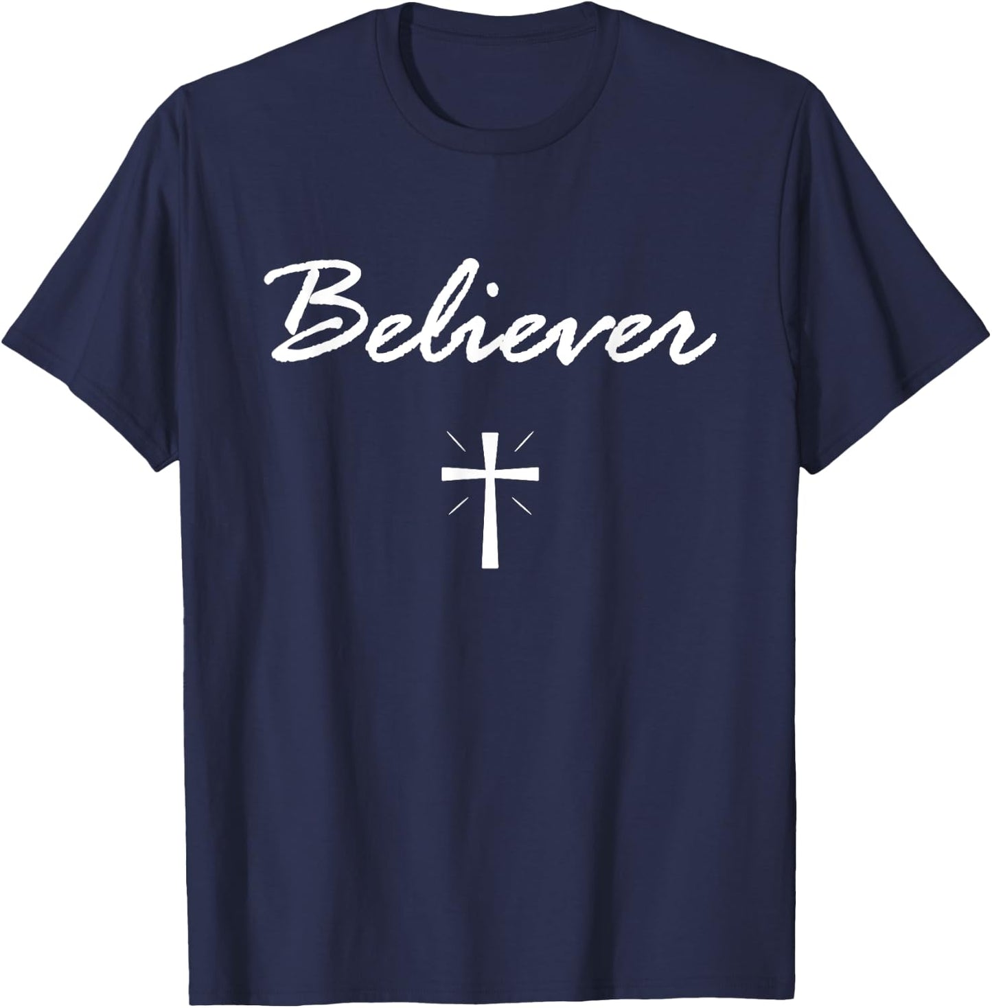 Believer Cross Bible Verse Christian Christ Lover Gift T-Shirt - T-Shirt | Navy