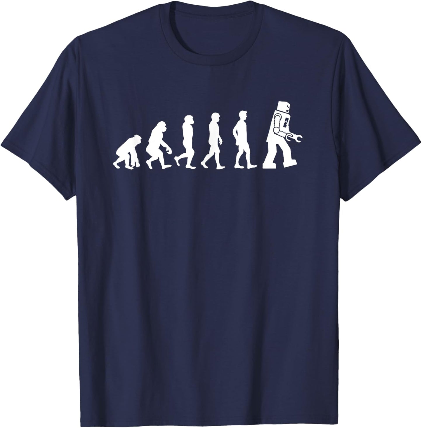 Funny - Ape, Monkey, Man to Robot Evolution T-Shirt - T-Shirt | Navy