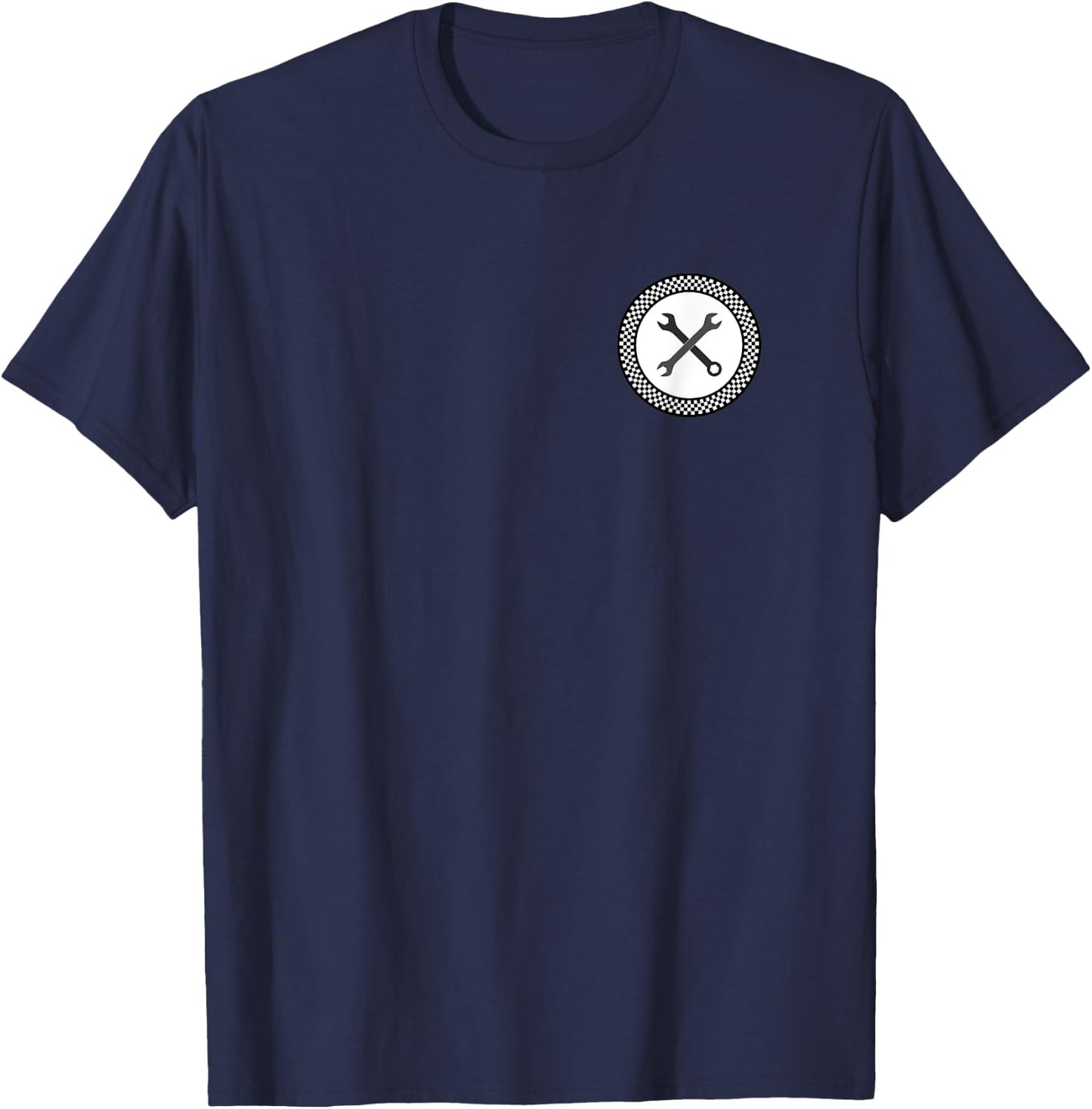 Rockabilly Retro Vintage Checkerboard Pattern Wrenches Gift T-Shirt - T-Shirt | Navy
