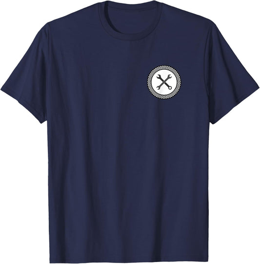 Rockabilly Retro Vintage Checkerboard Pattern Wrenches Gift T-Shirt - T-Shirt | Navy