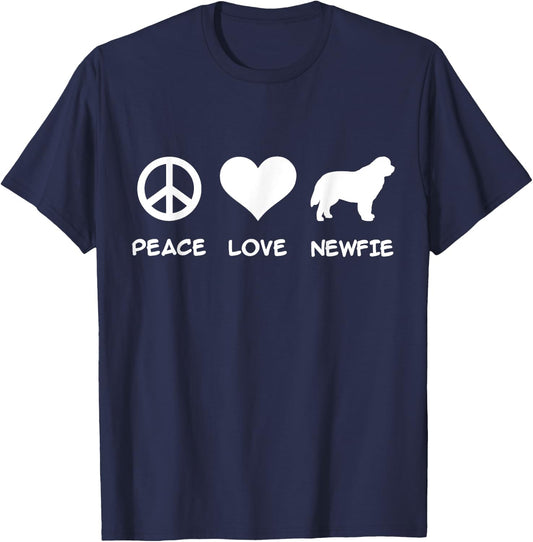Peace, Love, Newfie T-Shirt - T-Shirt | Navy