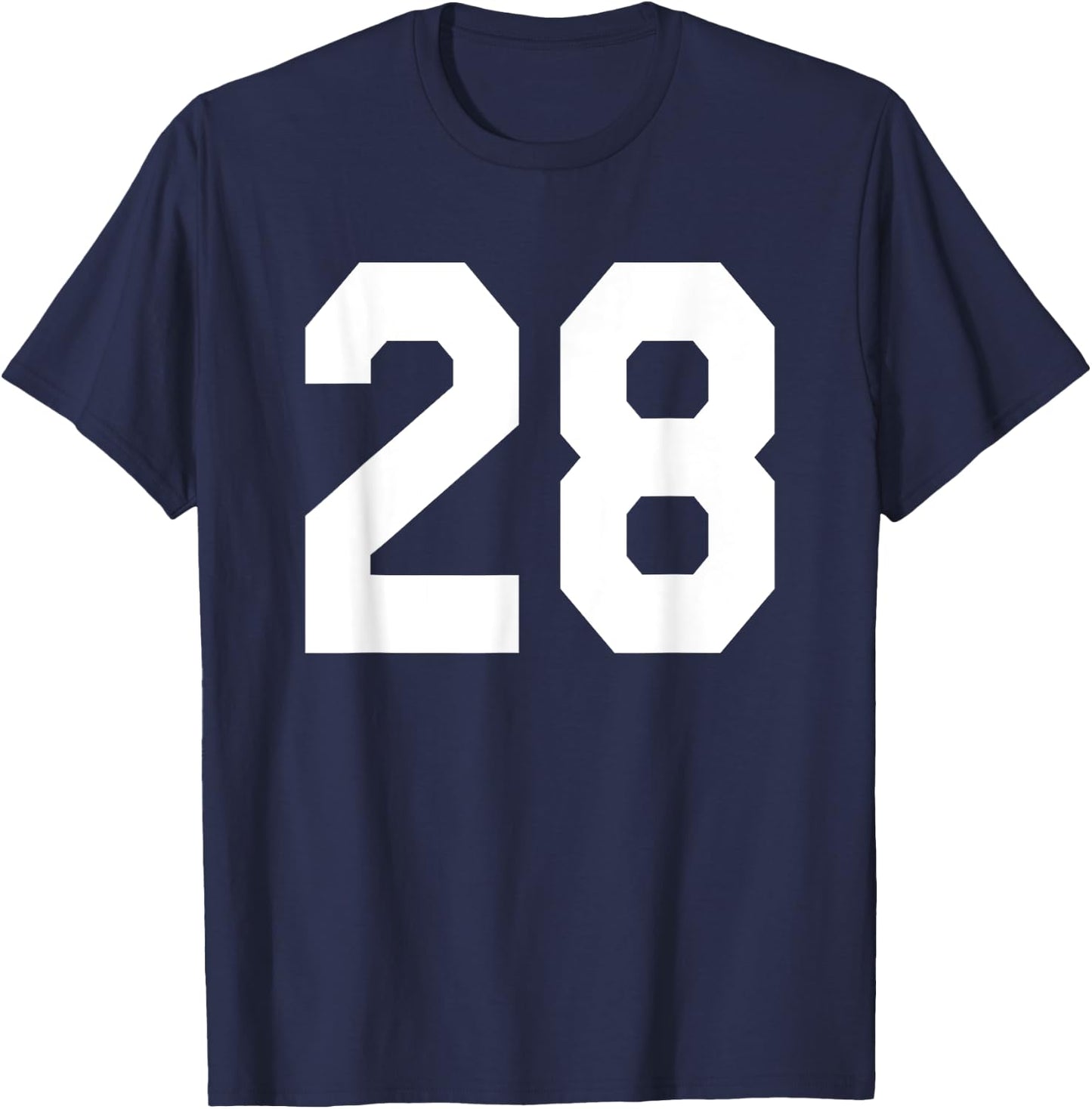 Number 28 Sports Jersey Front and Back Team Player T-Shirt - T-Shirt | Navy