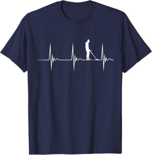 Metal Detecting Heartbeat Detector EKG Pulseline Detectorist T-Shirt - T-Shirt | Navy
