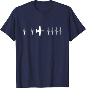 A10 A-10 Thunderbolt Warthog ECG Heartbeat Airplane T-Shirt - T-Shirt | Navy