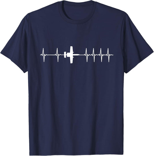 A10 A-10 Thunderbolt Warthog ECG Heartbeat Airplane T-Shirt - T-Shirt | Navy
