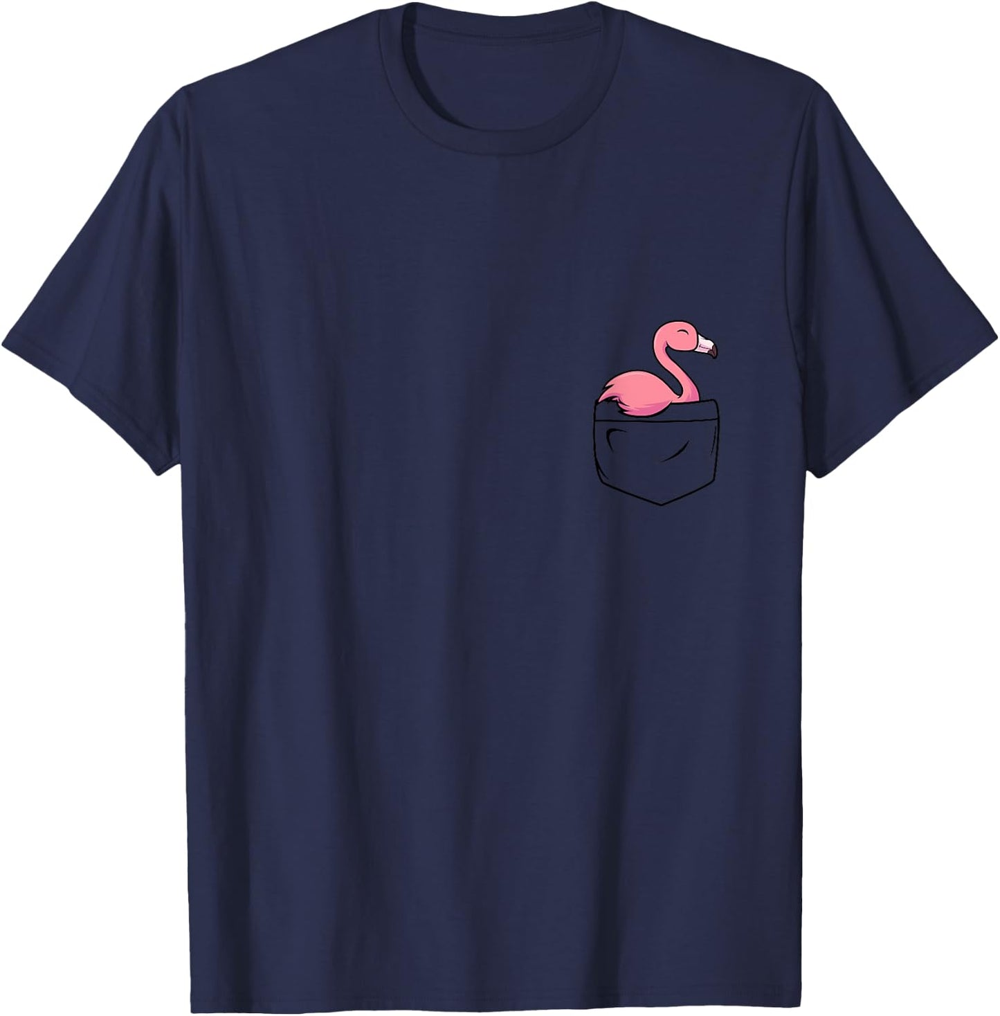 Pocket Flamingo Funny Cute Bird in your Pocket T-Shirt - T-Shirt | Navy