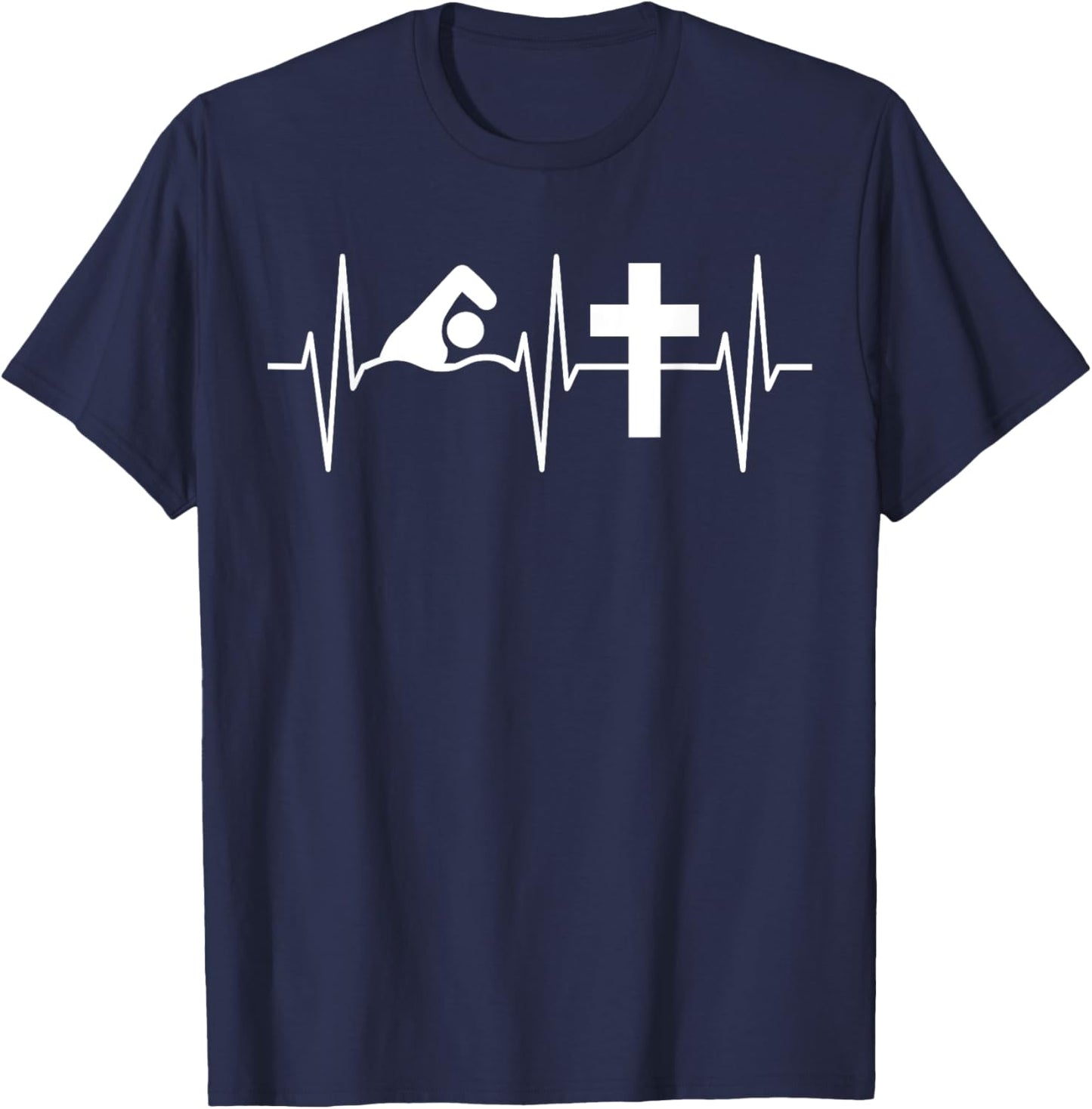 Christian Swimmer Shirt Religious Jesus Sport Swimming T-Shirt - T-Shirt | Navy