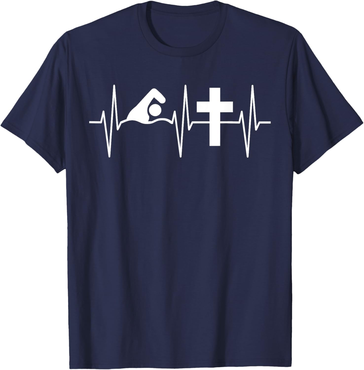 Christian Swimmer Shirt Religious Jesus Sport Swimming T-Shirt - T-Shirt | Navy