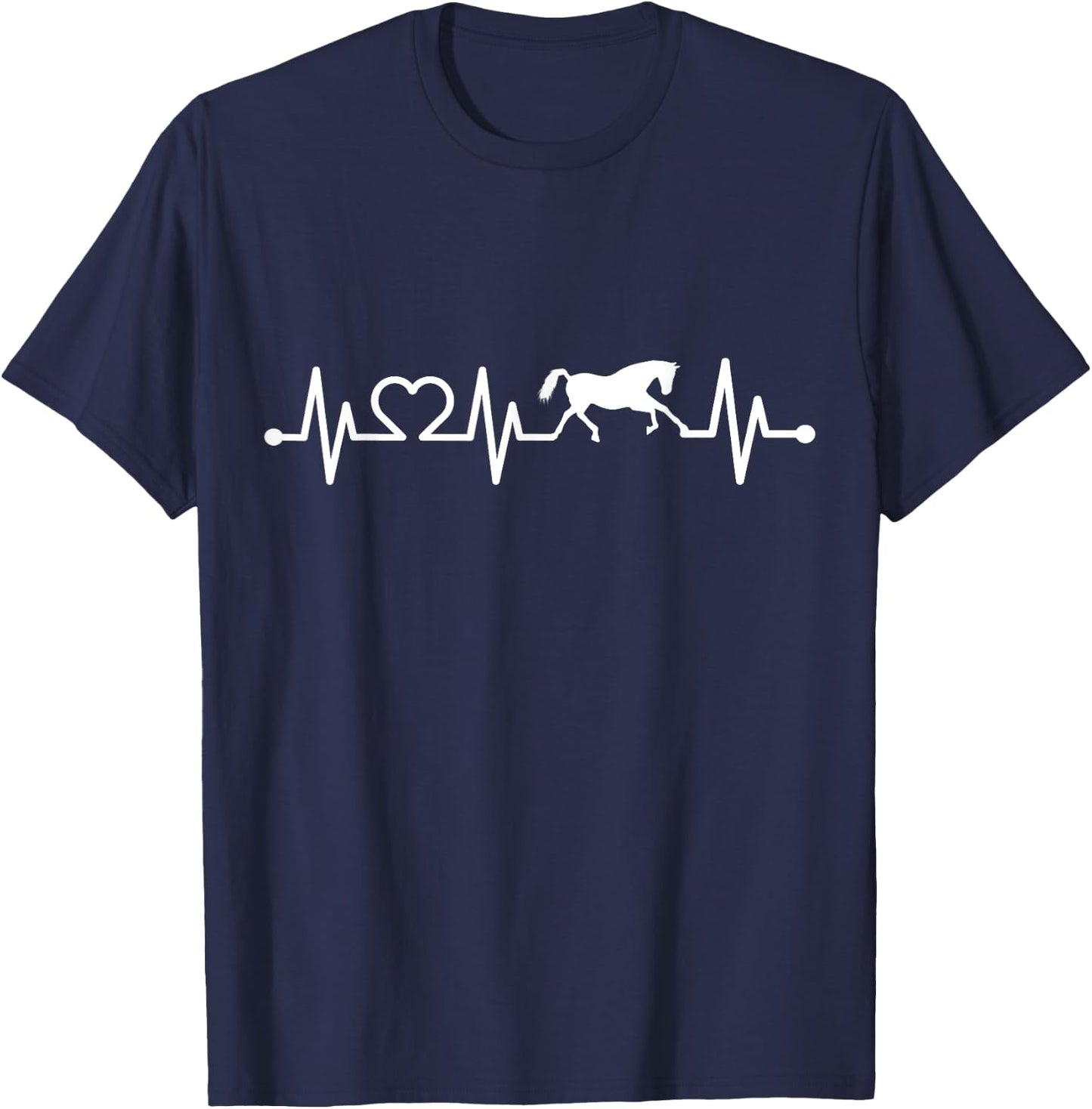 ECG Pulse Heartbeat | Riding Funny Horses T-Shirt - T-Shirt | Navy