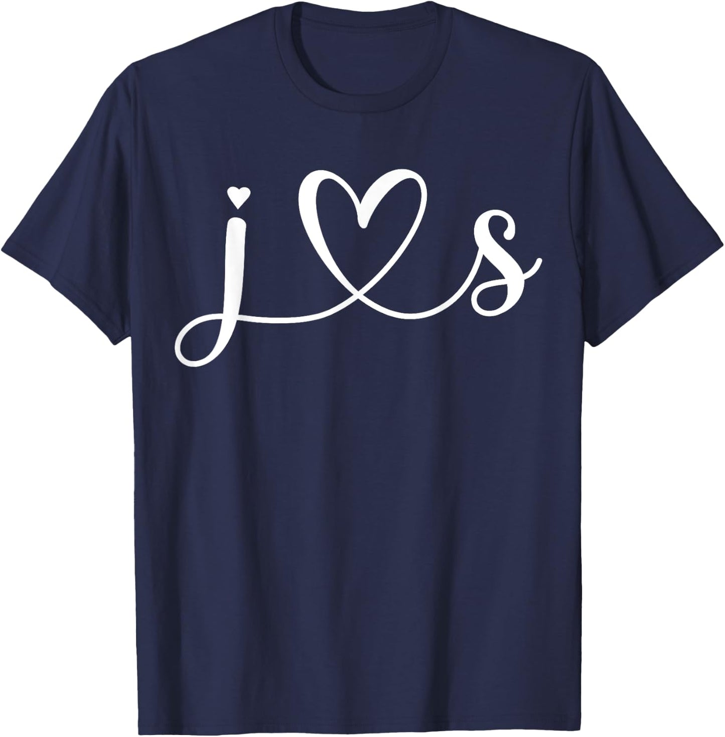 J Love S Bride Boyfriend & Girlfriend J Letter and S Letter T-Shirt - T-Shirt | Navy