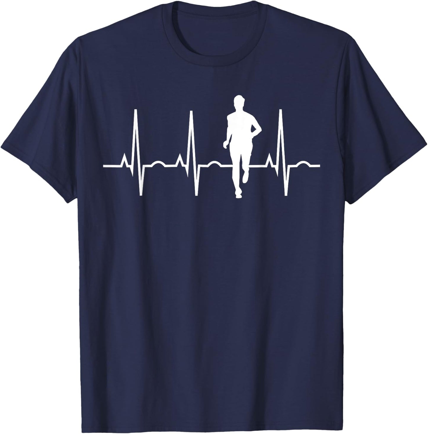 Cross Country Running Gifts - Runner Heartbeat Men Teens Boy T-Shirt - T-Shirt | Navy