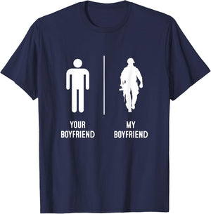 Your Boyfriend My Boyfriend, Proud Army Family Military T-Shirt - T-Shirt | Navy