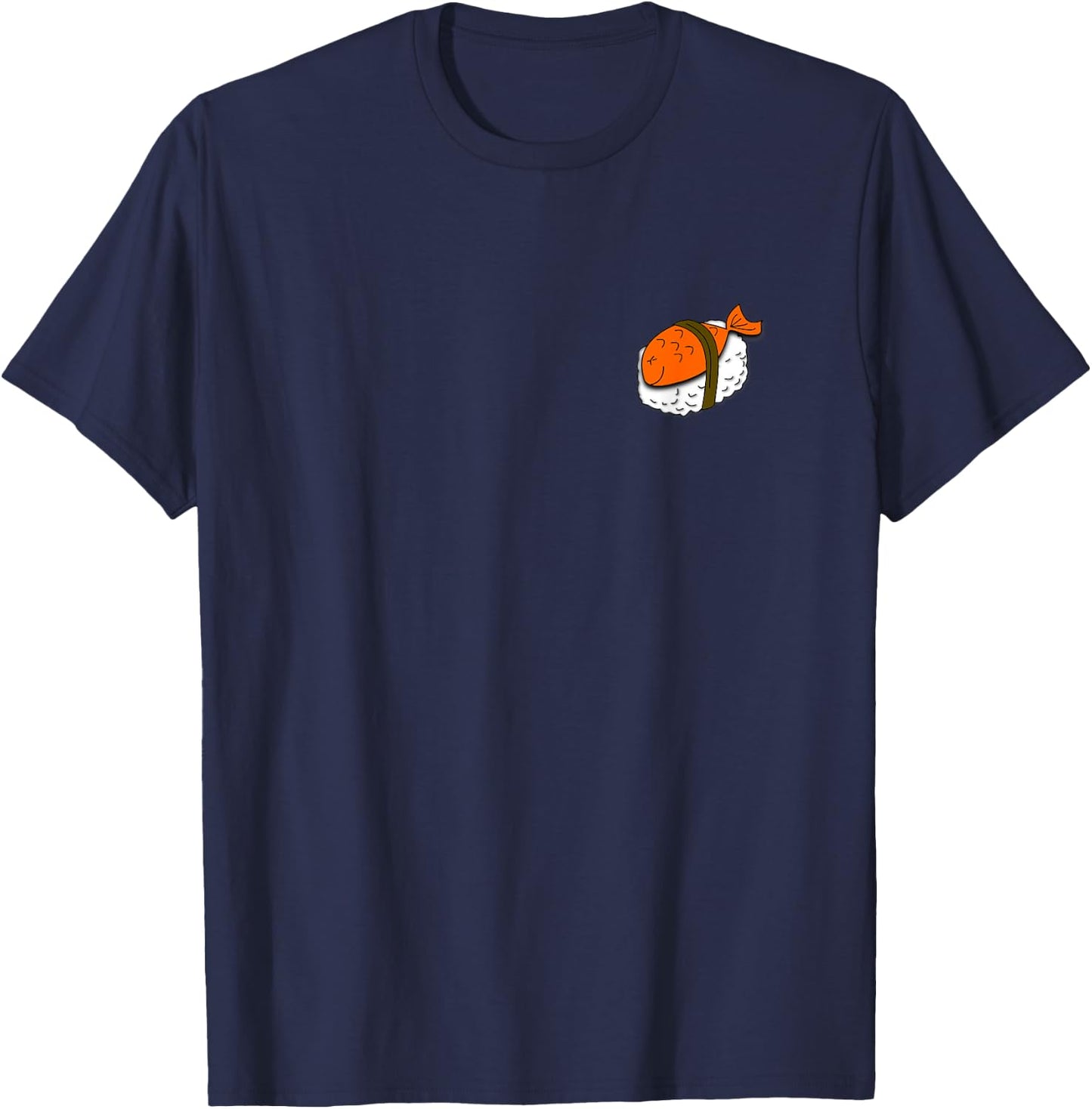 Cute Japanese Fish for Sushi on Left Chest, Nigiri Sushi T-Shirt - T-Shirt | Navy