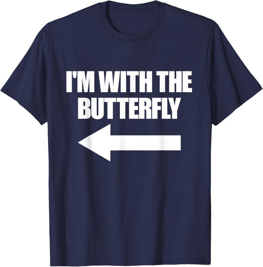 I'm With The Butterfly Halloween Matching Butterfly Costume T-Shirt - T-Shirt | Navy