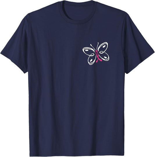 Butterfly | Breast Cancer Awareness T-Shirt - T-Shirt | Navy