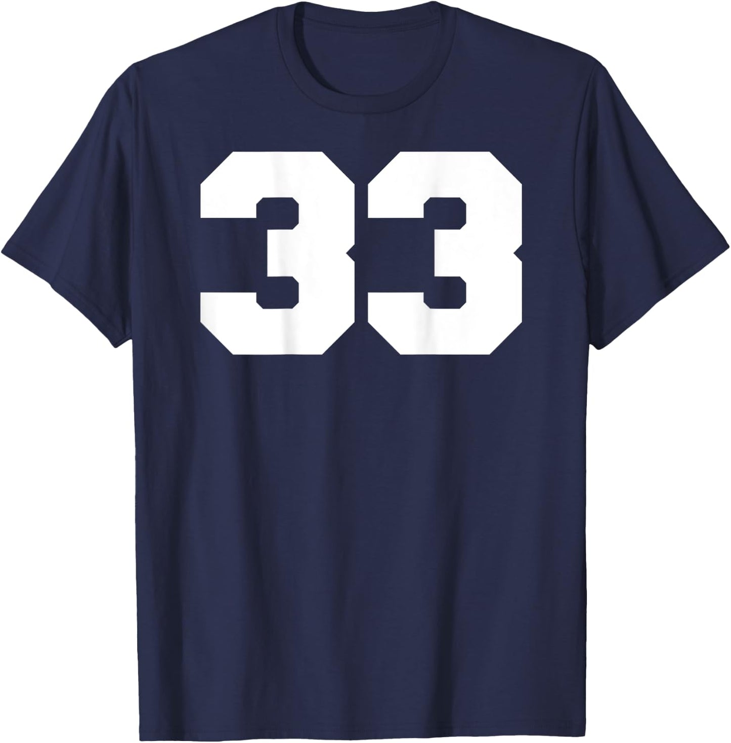 Number 33 Sports Jersey Player #33 Fan BACK PRINT Varsity T-Shirt - T-Shirt | Navy