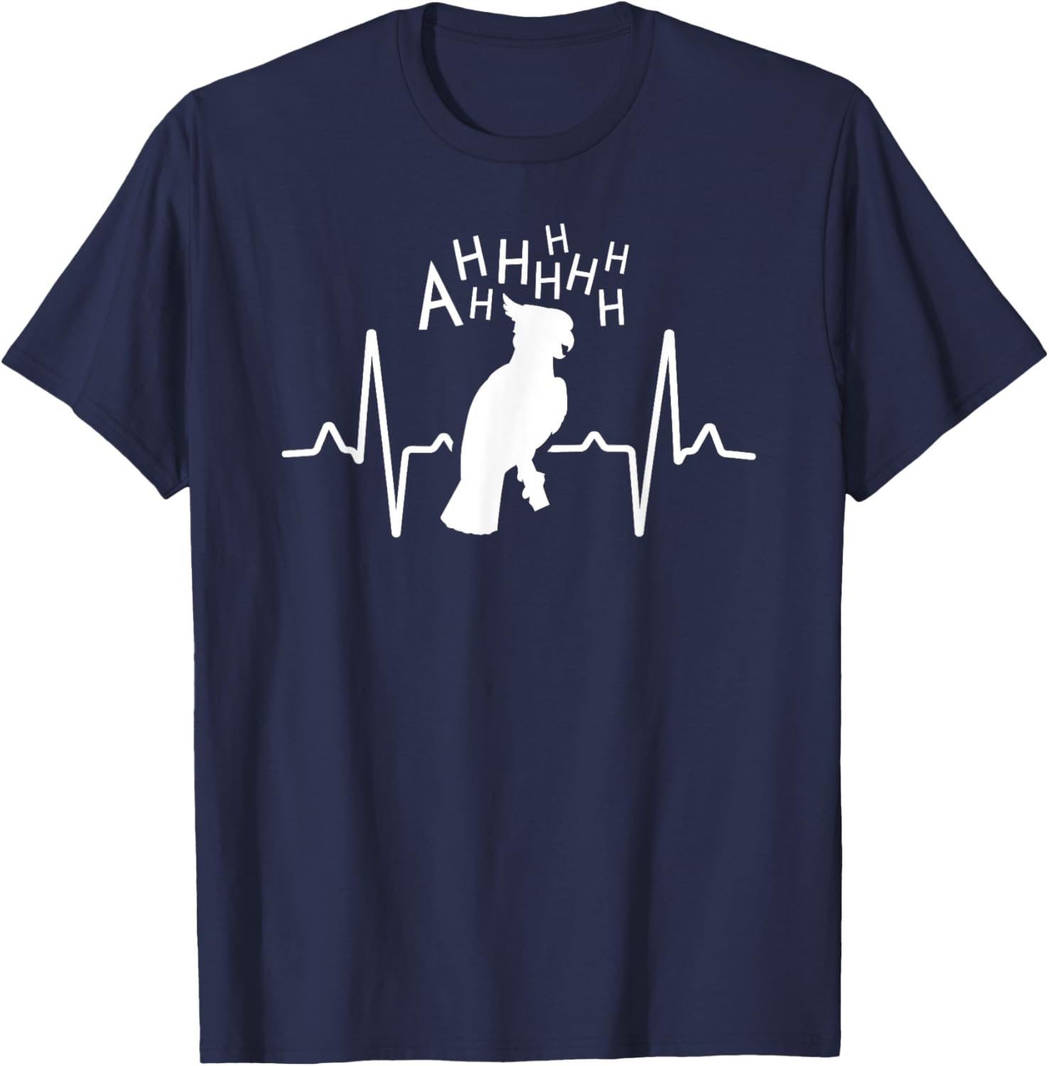 Parrot Shirt Screaming Cockatoo Gifts Heartbeat T-Shirt - T-Shirt | Navy