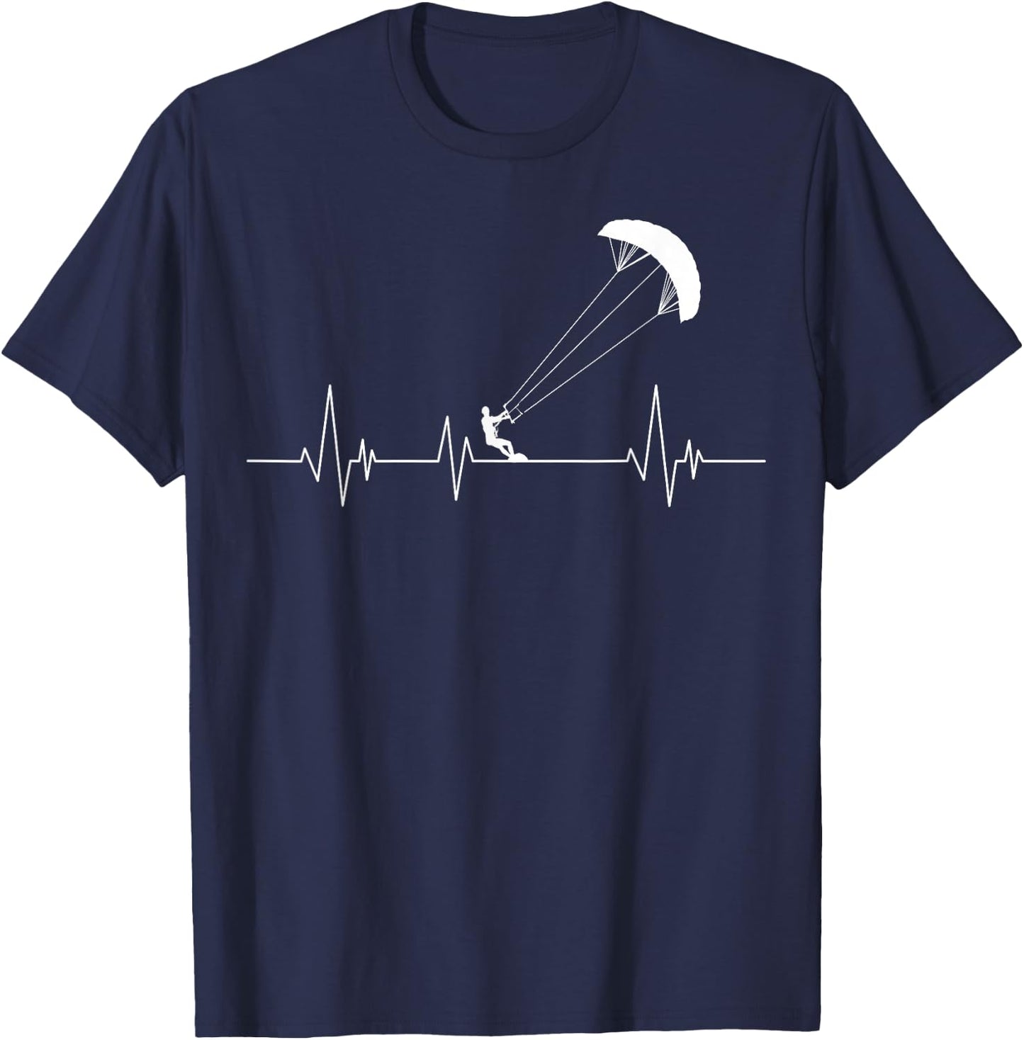 Kitesurfing Heartbeat Kiteboarding Surfboard T-Shirt - T-Shirt | Navy
