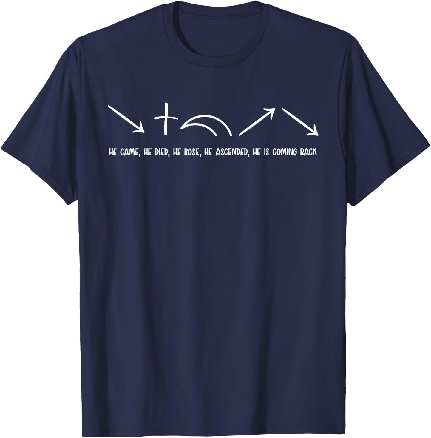 He Came He Died He Rose Jesus Comes Back Christian Faith T-Shirt - T-Shirt | Navy