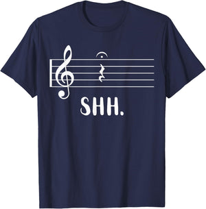 Funny Music Shirt Shh Quarter Rest and Fermata T-Shirt - T-Shirt | Navy