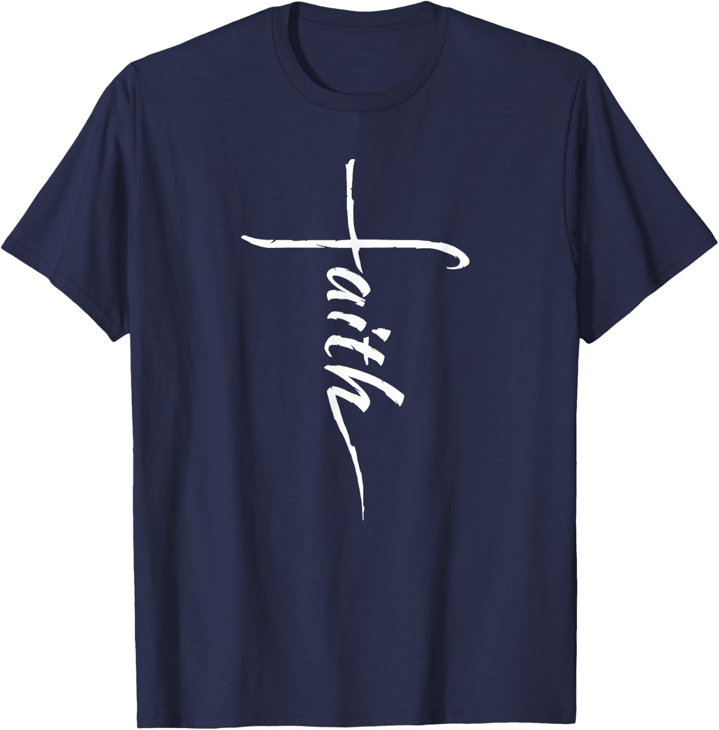 faith Cross Inspirational Christian Religious Bible T-Shirt - T-Shirt | Navy