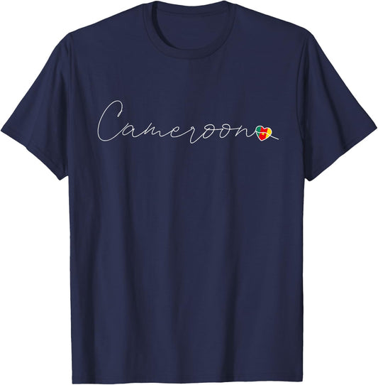 Cameroun Simple Love Cameroonian Flag Heart on Cameroon T-Shirt - T-Shirt | Navy