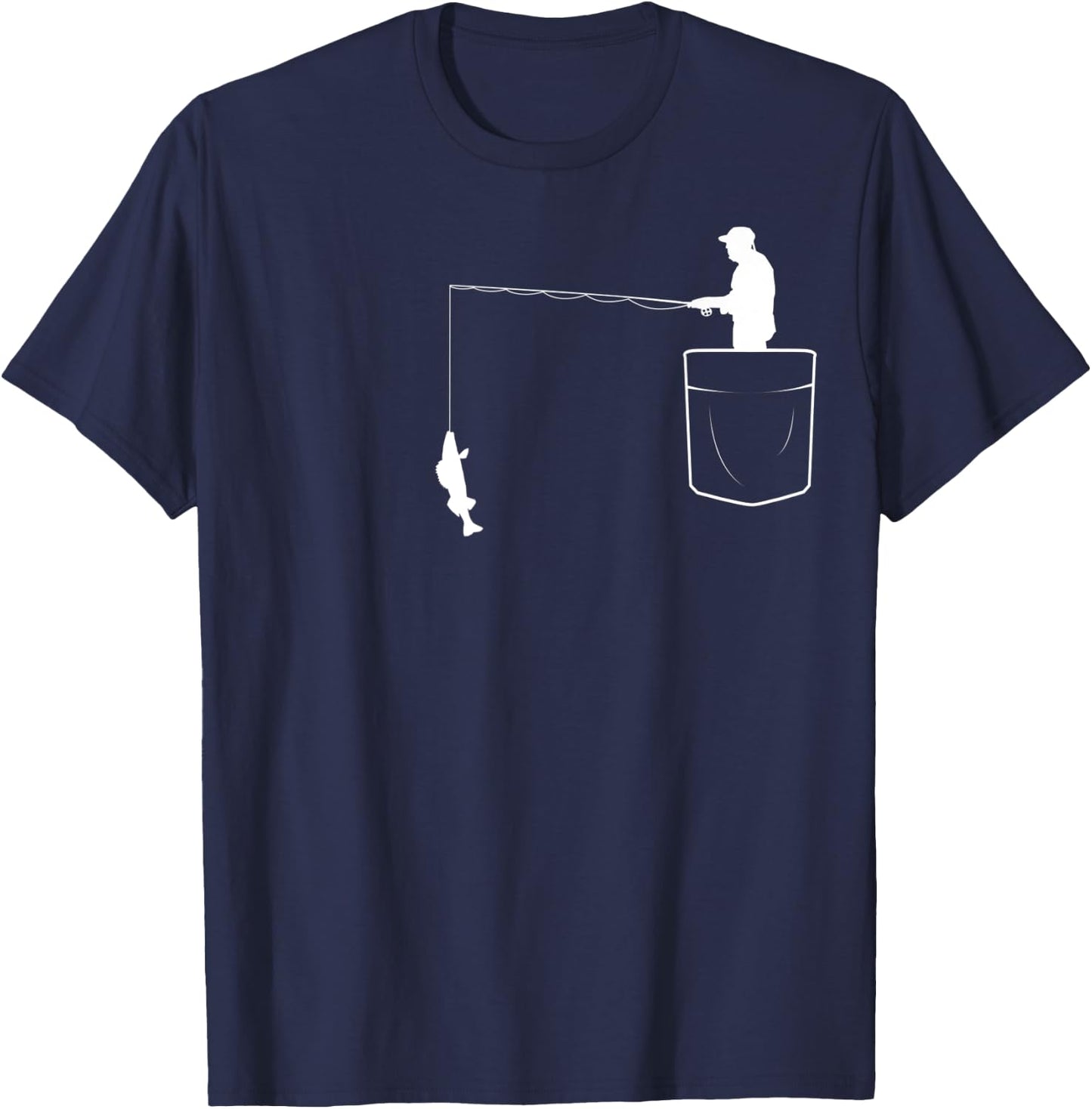 Walleye Fishing in pocket vintage art - Funny Fisherman T-Shirt - T-Shirt | Navy