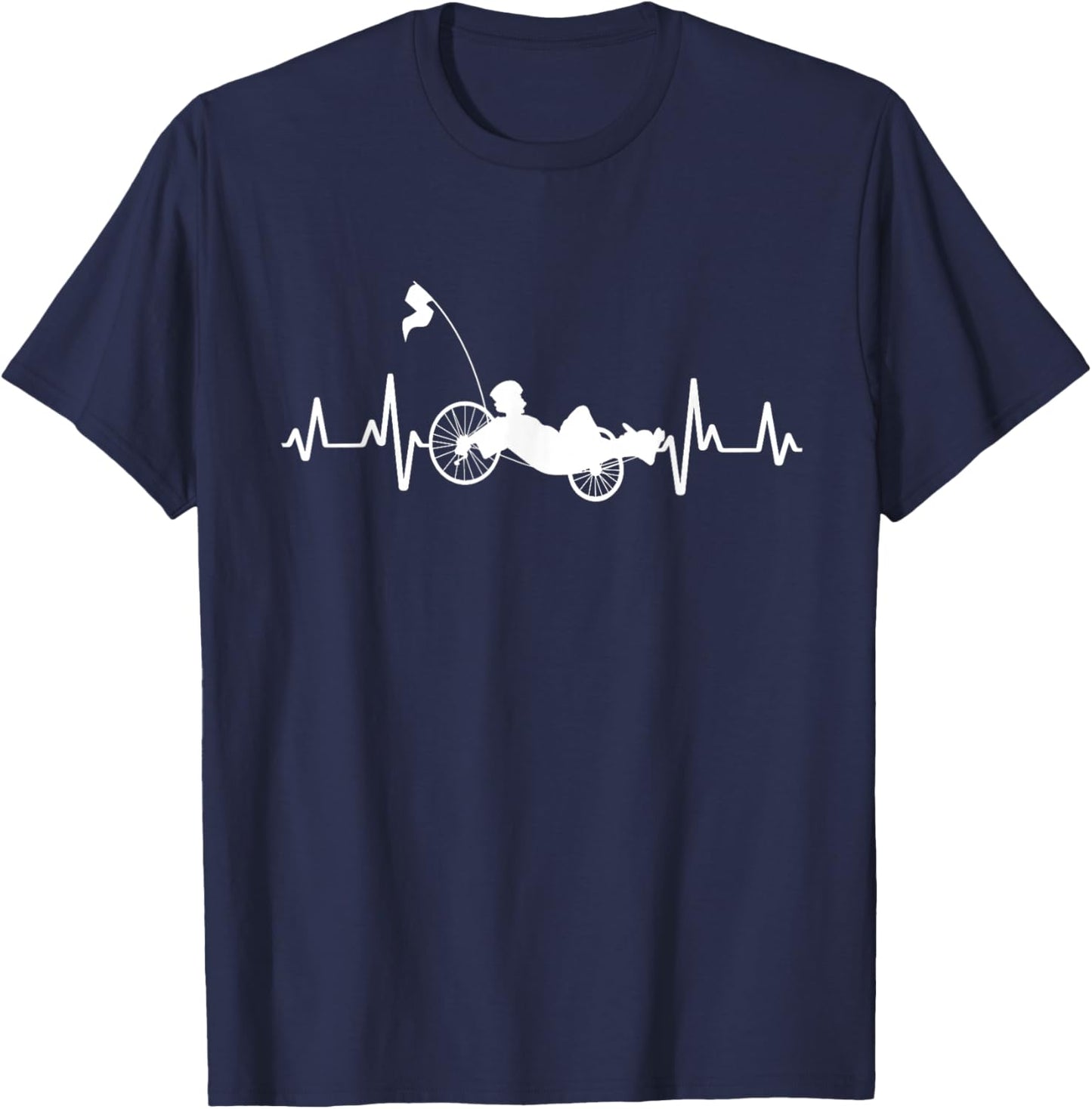Recumbent Bike Heartbeat Frequency T-Shirt - T-Shirt | Navy