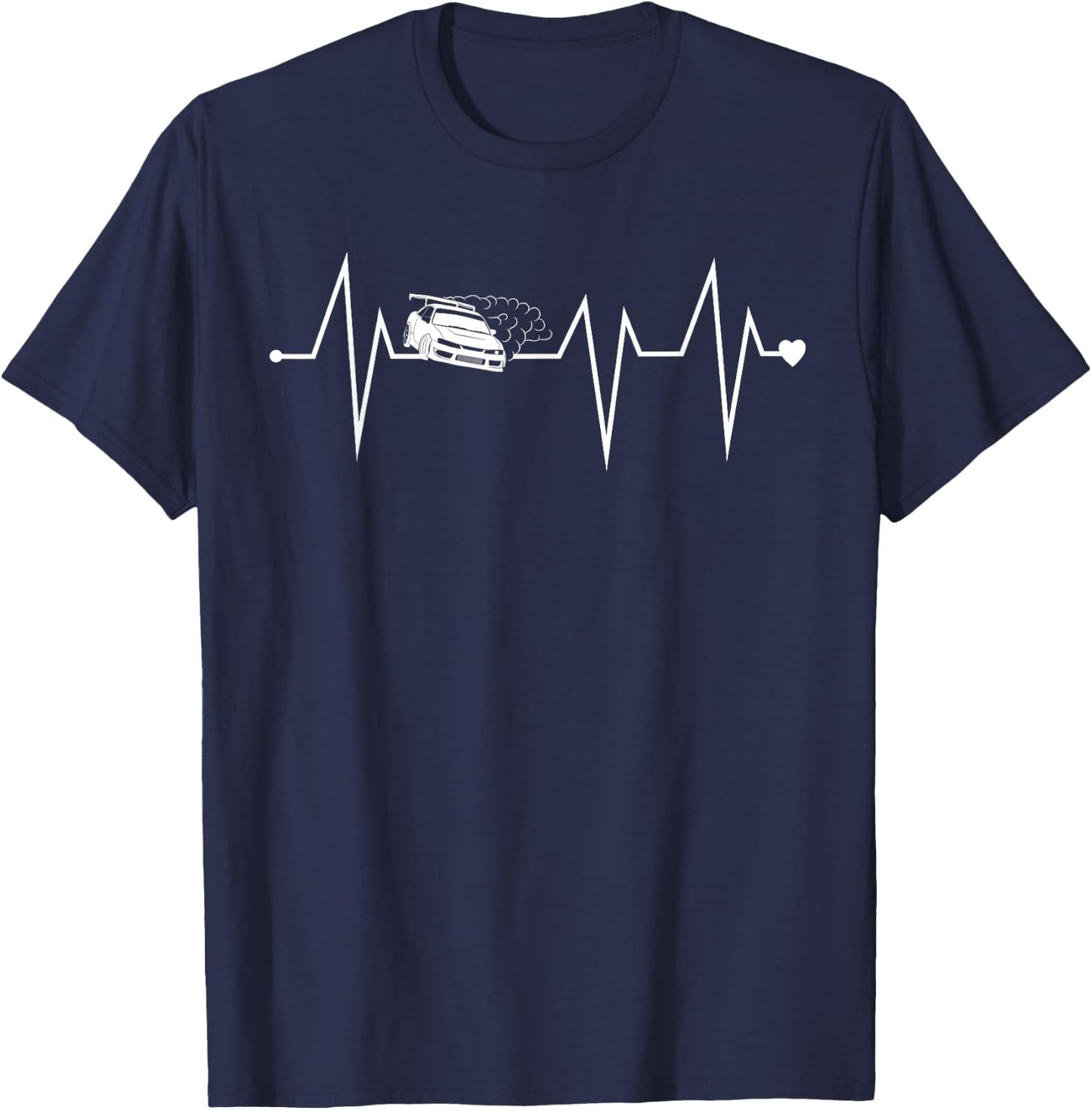 Funny Drifting JDM Drifter Heartbeat Heart Pulse Rate EKG T-Shirt - T-Shirt | Navy