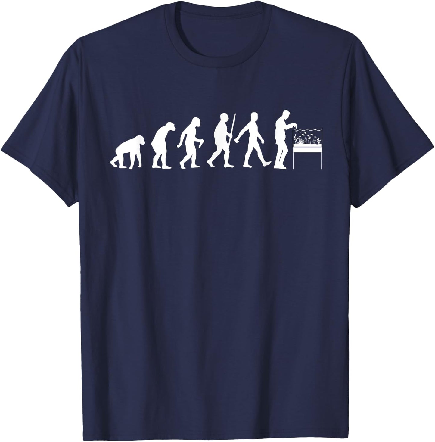 Funny Aquarium Gift Fish Tank Lover Men Women Evolution T-Shirt - T-Shirt | Navy