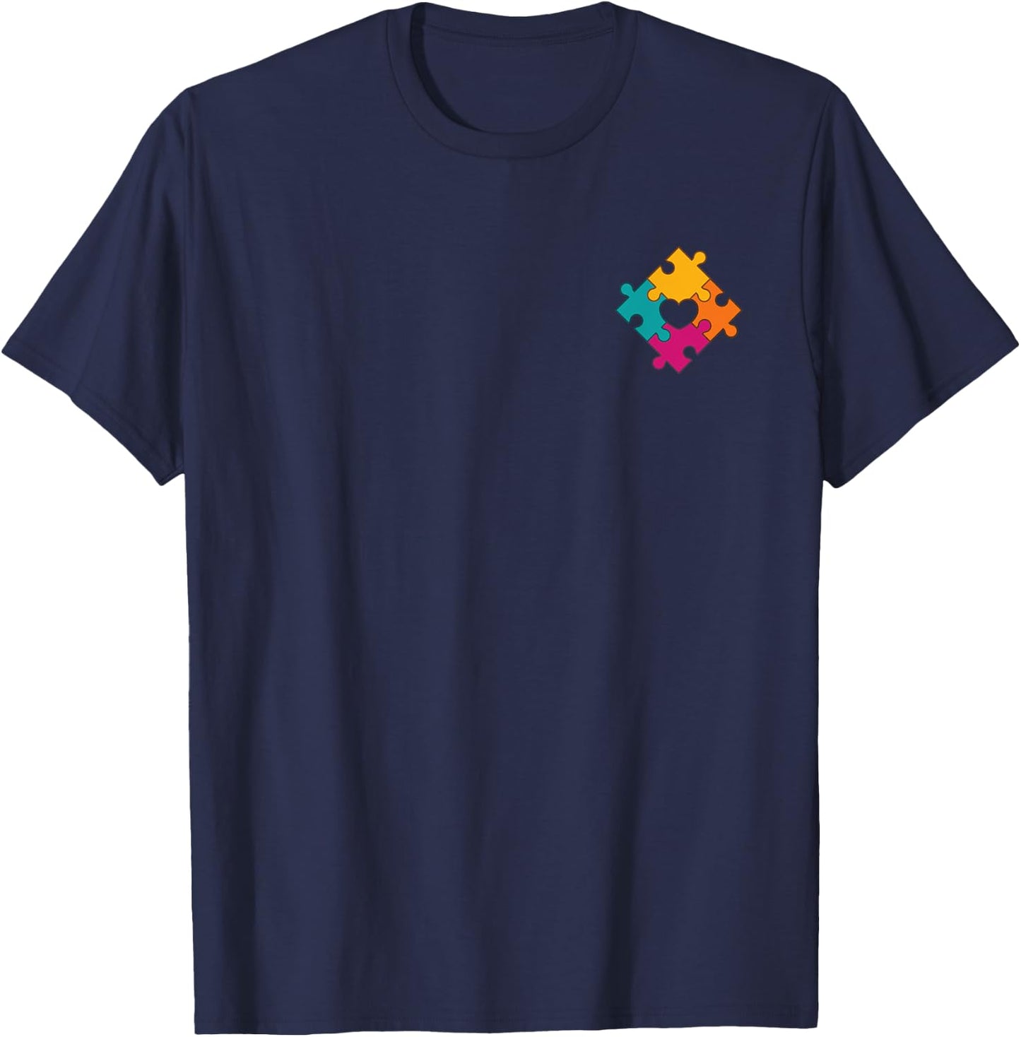 Pocket Puzzle Piece Autism Awareness T-Shirt - T-Shirt | Navy