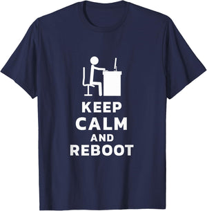 Software Developer Keep Calm Reboot Administrator T-Shirt - T-Shirt | Navy