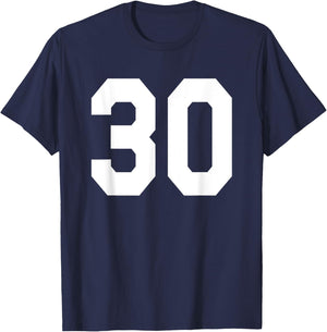 Number 30 Sports Jersey Front and Back Team Player T-Shirt - T-Shirt | Navy