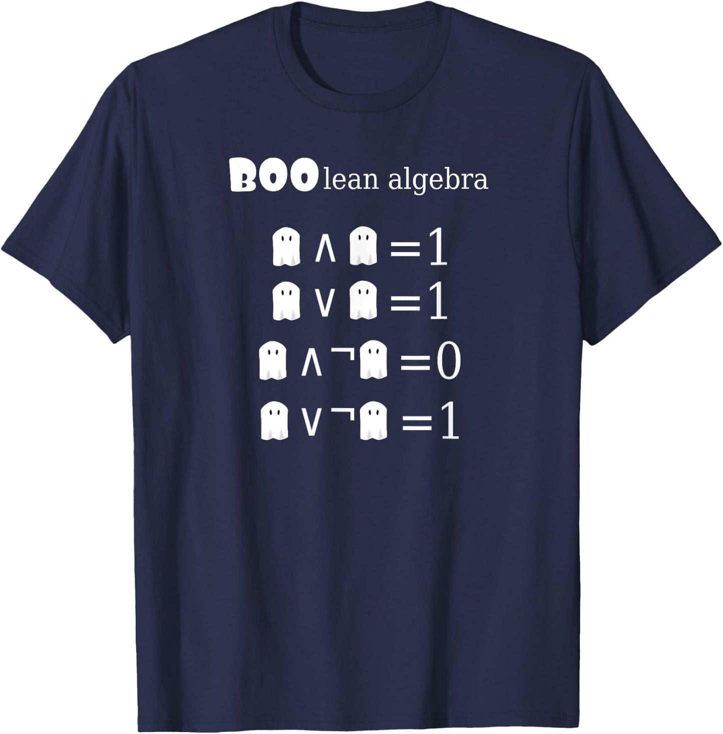 Boo-lean Algebra Halloween Math T-Shirt - T-Shirt | Navy