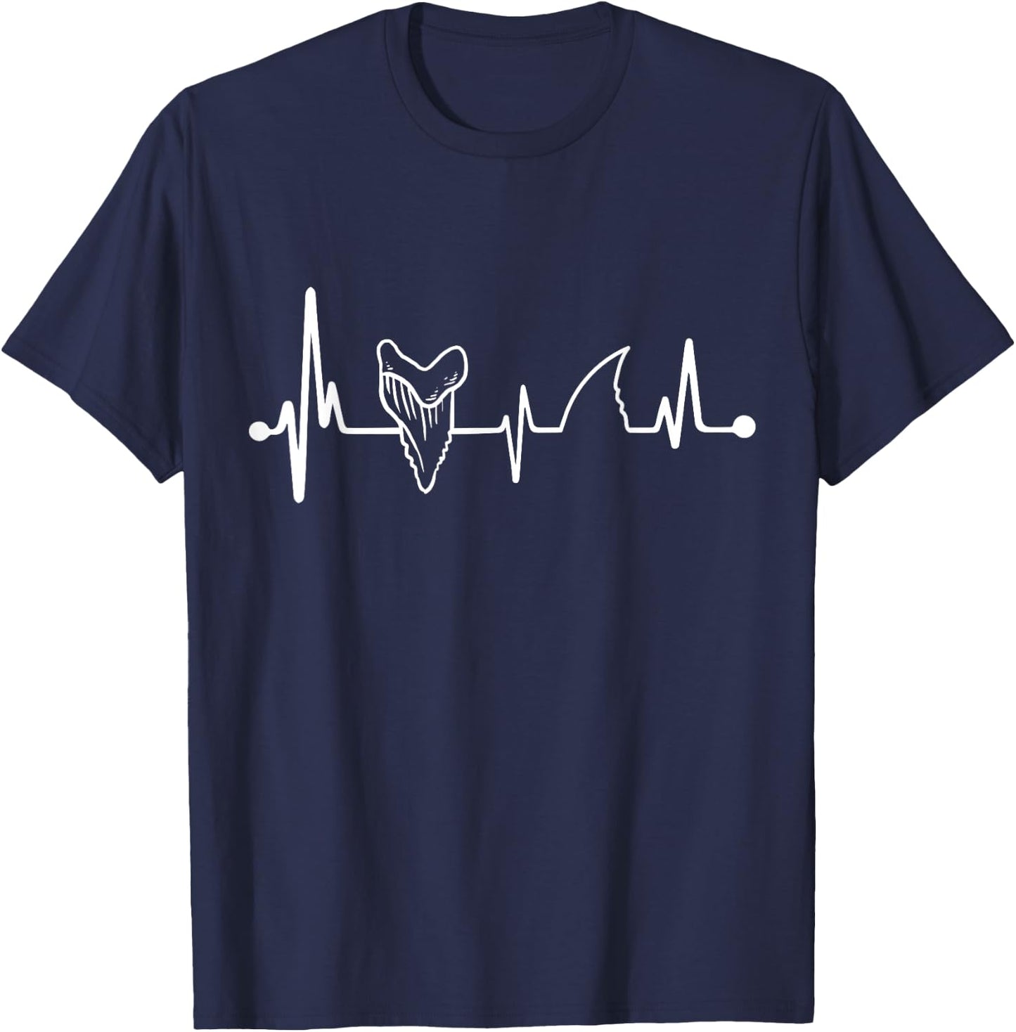 Teeth Heartbeat Shark Fossil Hunter Shark Tooth Hunter T-Shirt - T-Shirt | Navy