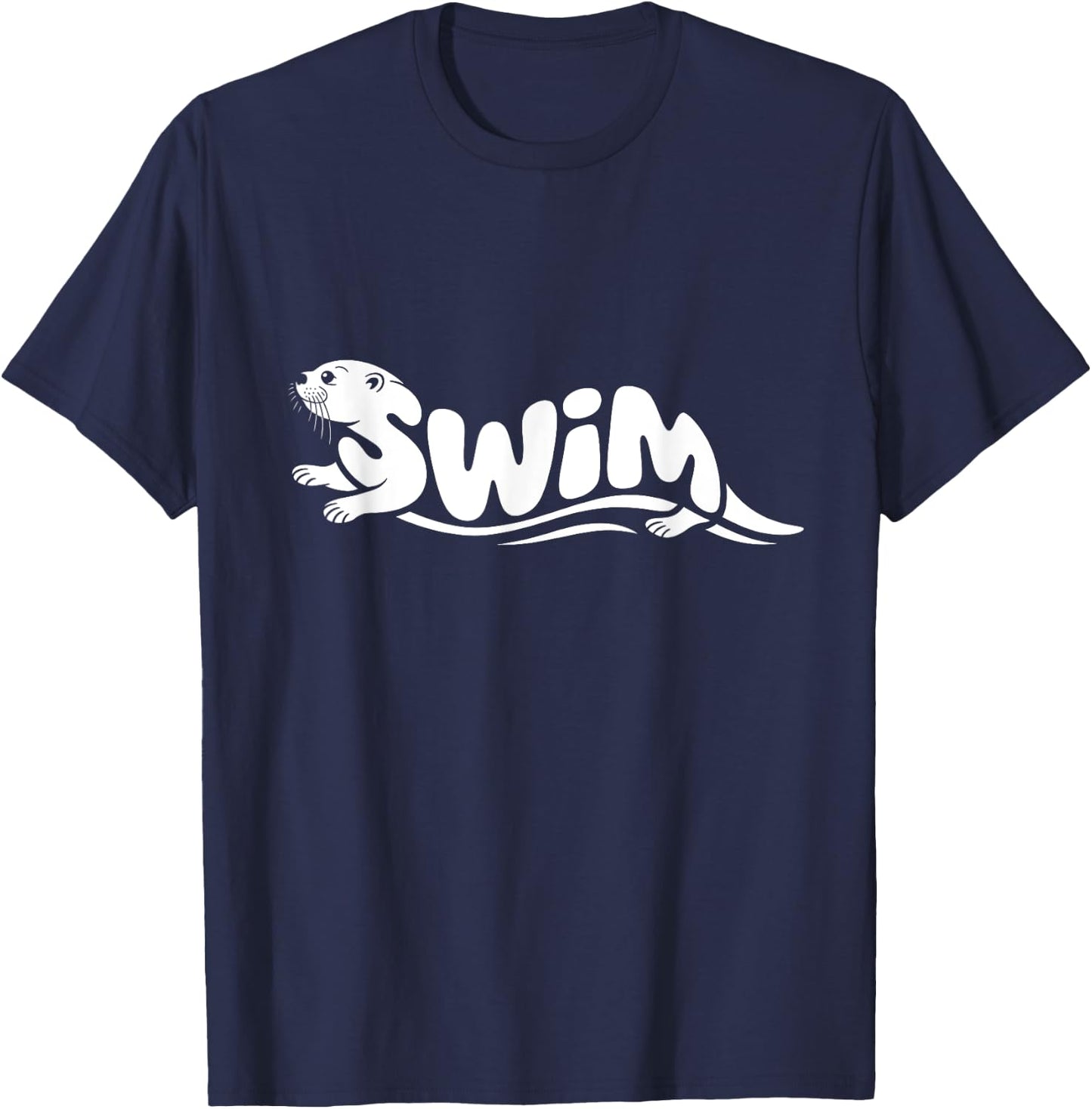Swim Otter Word Art - Water Fun Nature & Diving Design T-Shirt - T-Shirt | Navy