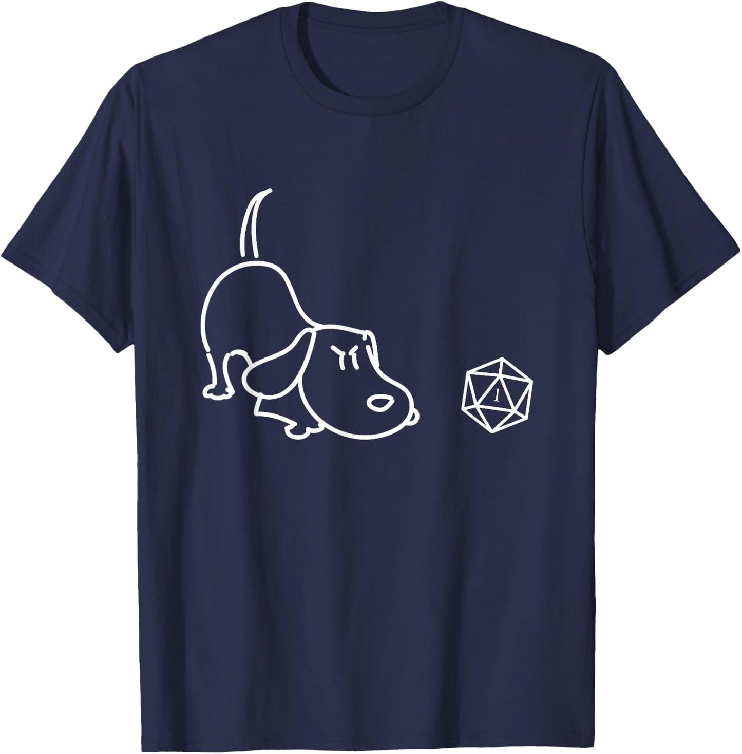 Nerdy Polyhedral D20 Dice Set for Dog Lovers Geeky T-Shirt - T-Shirt | Navy