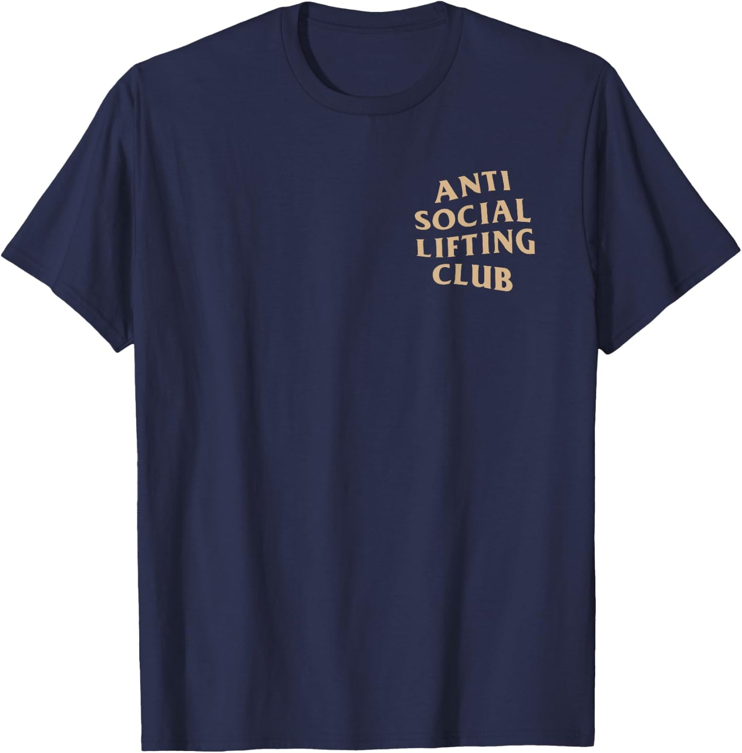 Anti Social Lifting Club: Tan Logo (Front + Back) T-Shirt - T-Shirt | Navy