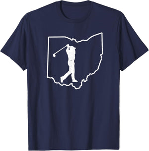 Ohio Golfer Ohio Map State Golf Player Golf Lover Golfing T-Shirt - T-Shirt | Navy