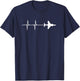 EKG Heartbeat AV-8B Harrier Military Airplane T-Shirt - T-Shirt | Navy