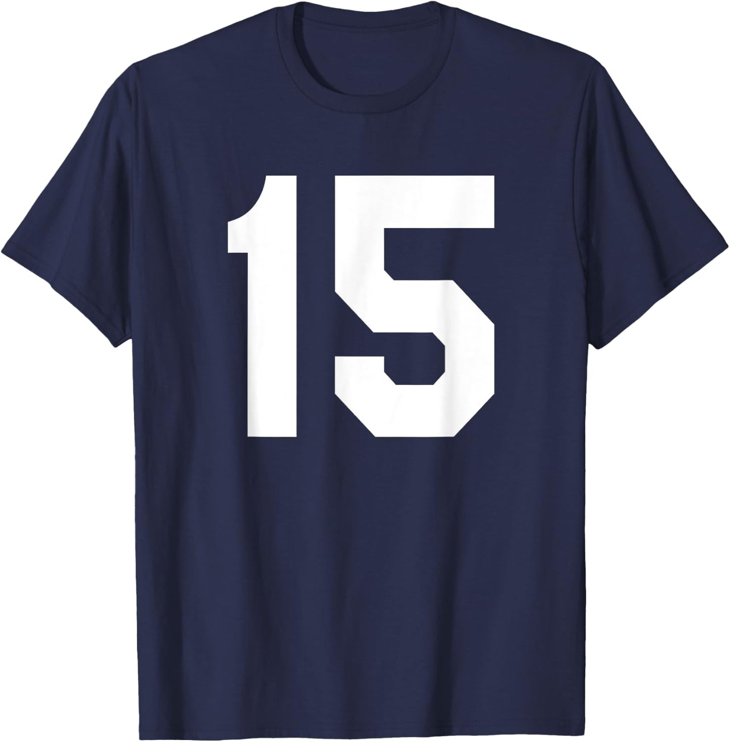 Number 15 Sports Jersey Front and Back Team Player T-Shirt - T-Shirt | Navy
