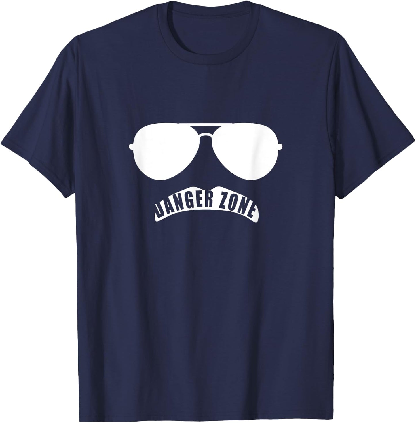 Danger Zone Funny Cute Sunglasses Mustache Aviator Jet T-Shirt - T-Shirt | Navy