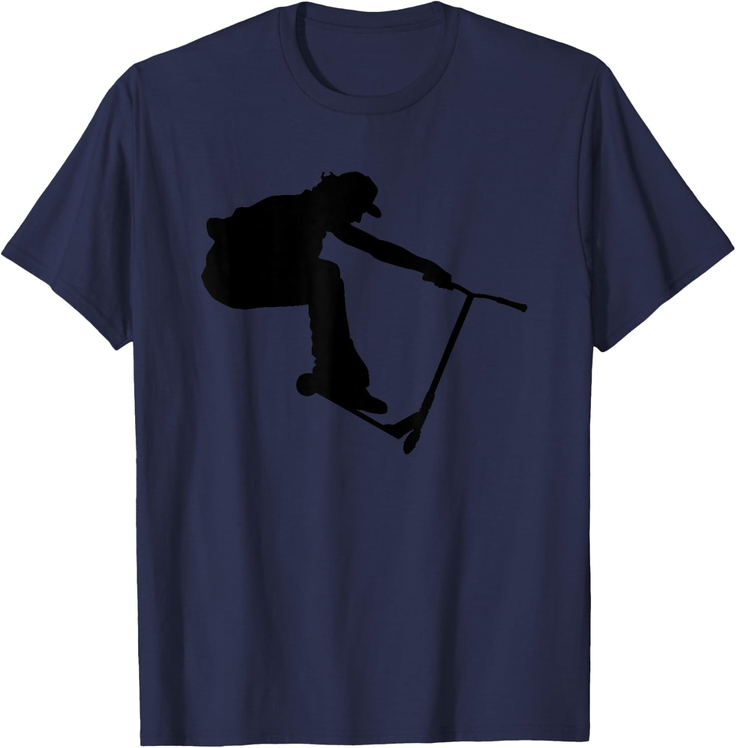Silhouette Scootering Stunt Scooter Rider Racing Trick Racer T-Shirt - T-Shirt | Navy