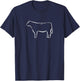 Angus Cow Line Art T-Shirt - T-Shirt | Navy