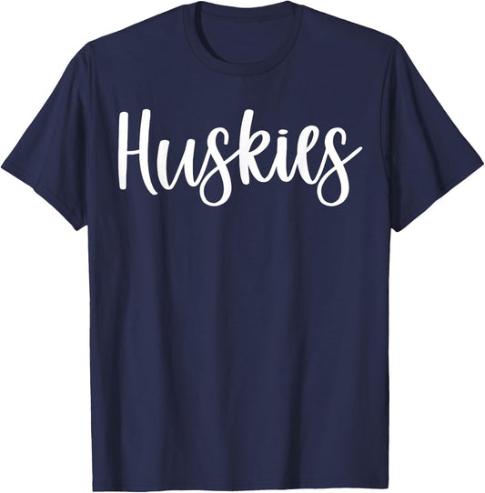 Huskies School Spirit Team Mascot Game Night T-Shirt - T-Shirt | Navy