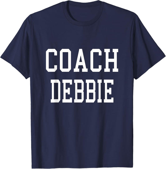 Coach Debbie Custom Football Soccer Baseball Team T-Shirt - T-Shirt | Navy