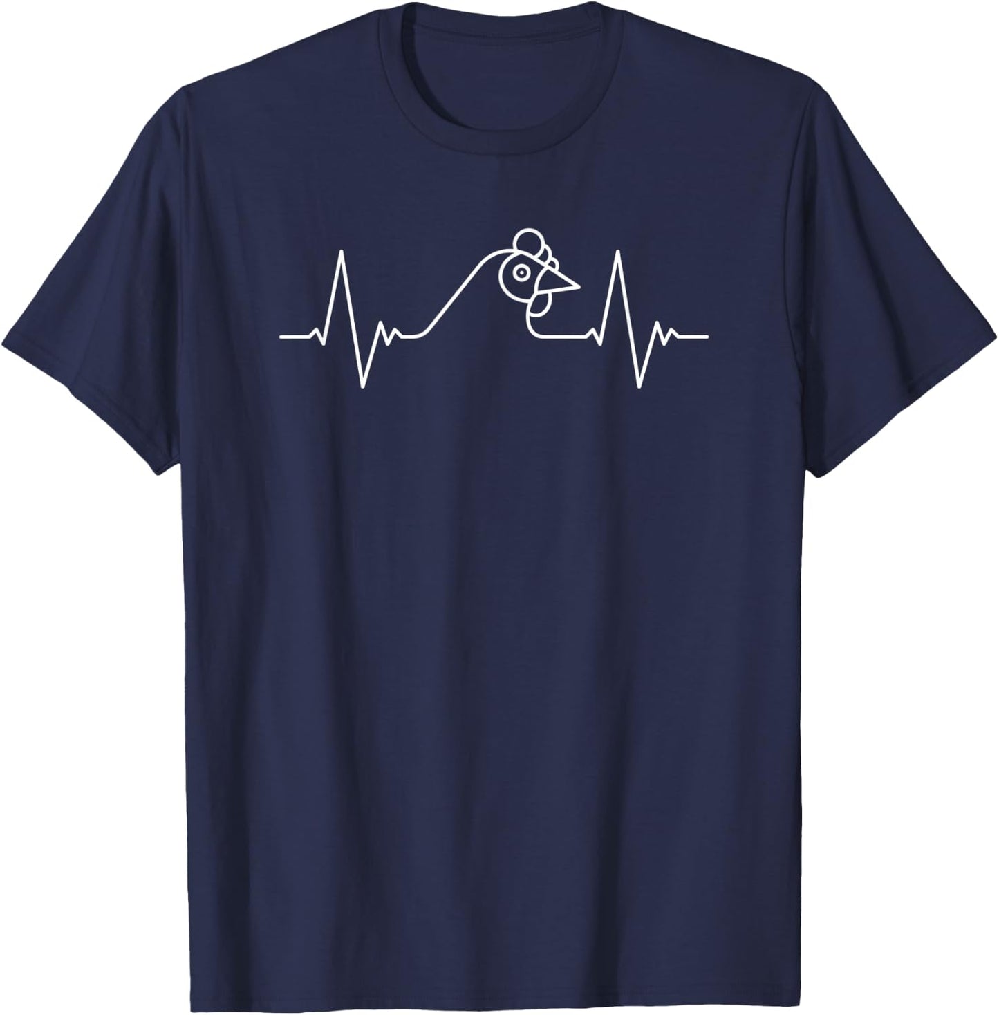 Chicken Heartbeat or EKG Pulse Line Poultry for Farmer T-Shirt - T-Shirt | Navy