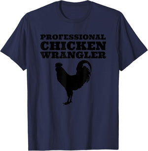 Country Cowgirl & Cowboy Howdy Co. Professional Chicken Wrangler -Adults Kids Chicken-Themed Grey Small Classic Fit Short Sleeve T-Shirt - T-Shirt | Navy